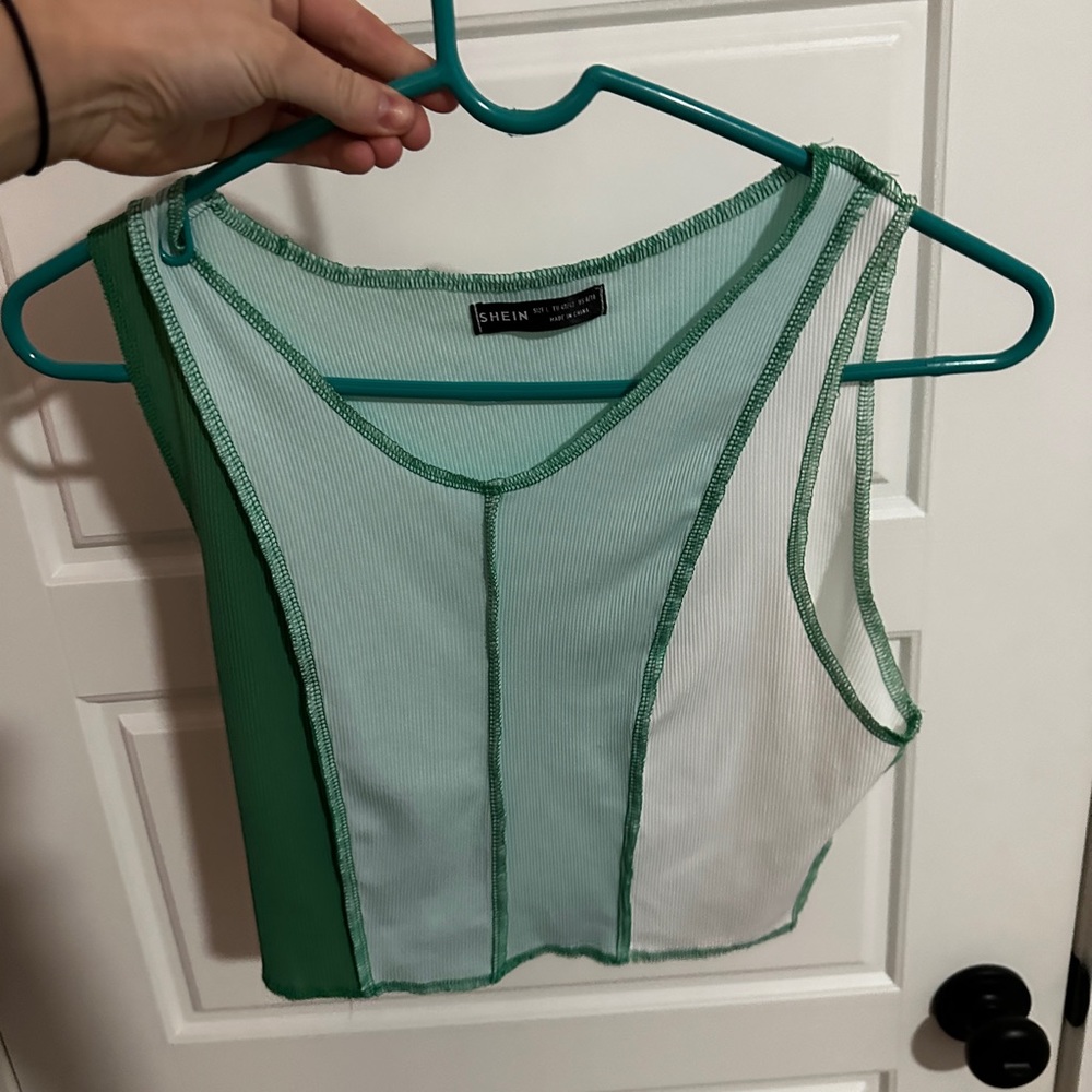 Multi green colored crop top